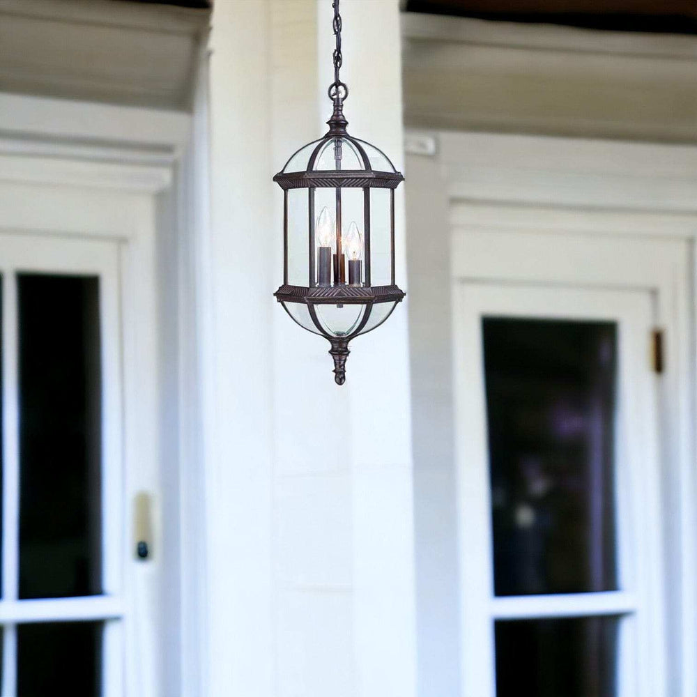 Three Light Dark Brown Eastern Lantern Hanging Light - Homeroots - Flyclothing LLC