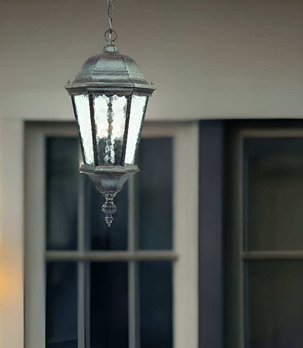 Two Light Antique Black Carousel Lantern Hanging Light - Homeroots - Flyclothing LLC