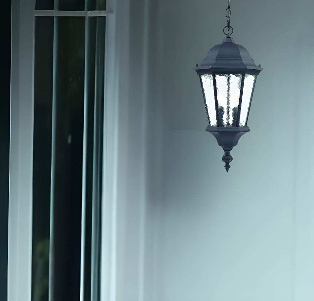 Two Light Matte Black Carousel Lantern Hanging Light - Homeroots - Flyclothing LLC