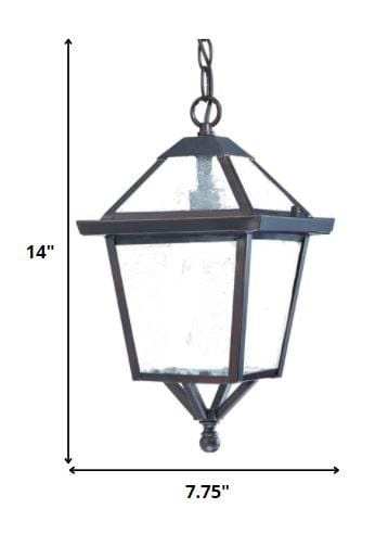 Antique Bronze Glass Hanging Lantern Light - Homeroots - Flyclothing LLC