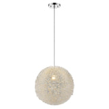 Luminary 1-Light Metallic Silver Pendant With Hand Woven Aluminum Wire Shade (12") - Homeroots