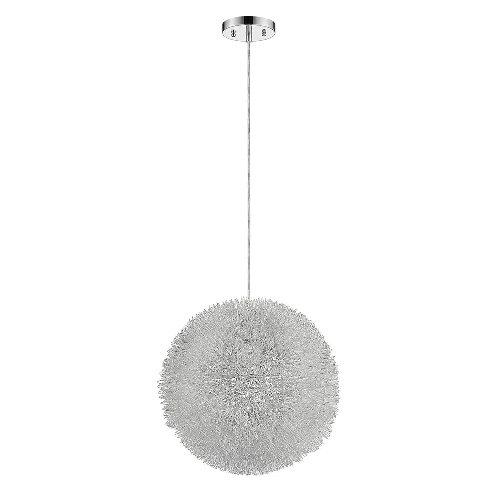 Luminary 1-Light Metallic Silver Pendant With Hand Woven Aluminum Wire Shade (12") - Homeroots