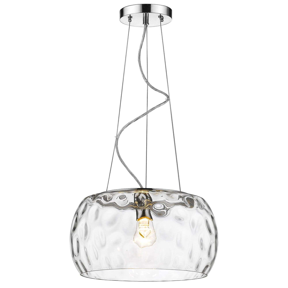 Mystere 1-Light Polished Chrome Pendant With Dimpled Glass Shade - Homeroots - Flyclothing LLC