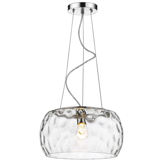 Mystere 1-Light Polished Chrome Pendant With Dimpled Glass Shade - Homeroots - Flyclothing LLC