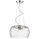 Mystere 1-Light Polished Chrome Pendant With Dimpled Glass Shade - Homeroots - Flyclothing LLC