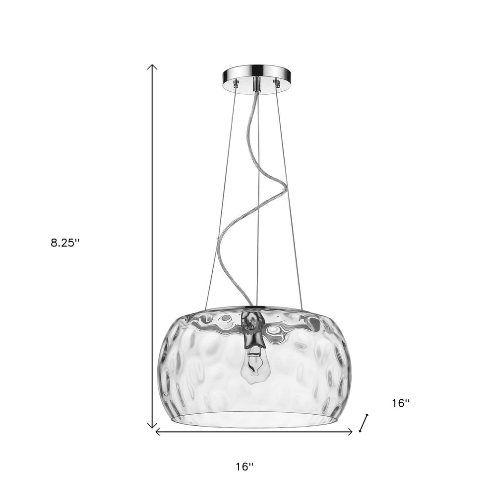 Mystere 1-Light Polished Chrome Pendant With Dimpled Glass Shade - Homeroots - Flyclothing LLC