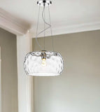 Mystere 1-Light Polished Chrome Pendant With Dimpled Glass Shade - Homeroots - Flyclothing LLC