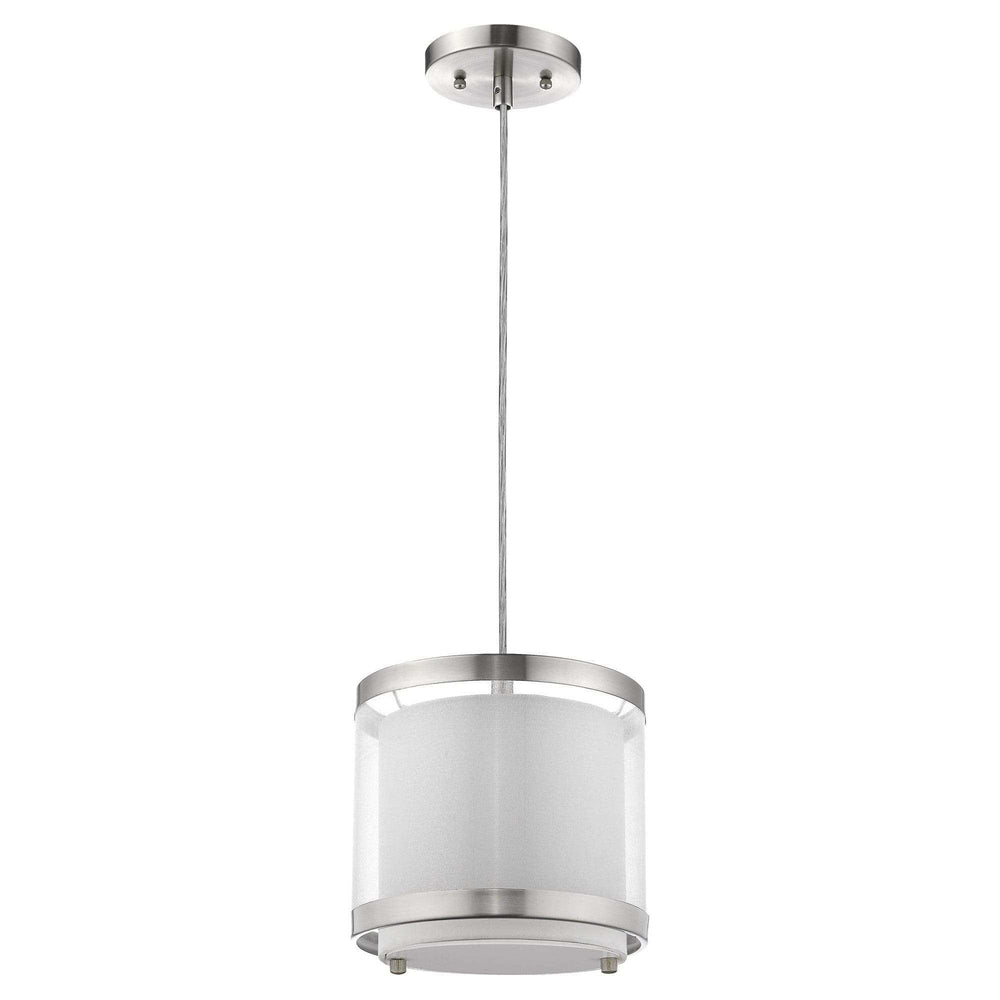 White and Silver Hanging Light with Fabric Shade - Homeroots - Flyclothing LLC