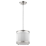 White and Silver Hanging Light with Fabric Shade - Homeroots - Flyclothing LLC