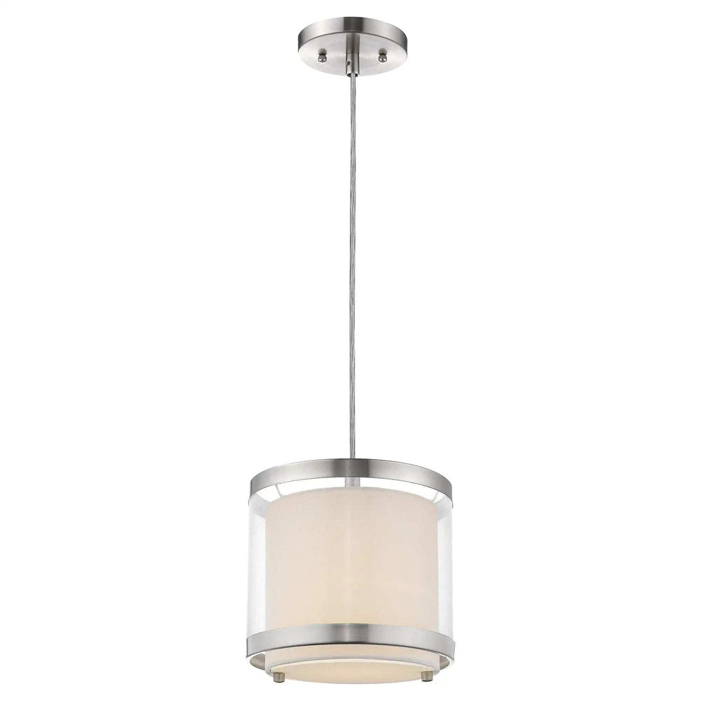 White and Silver Hanging Light with Fabric Shade - Homeroots - Flyclothing LLC