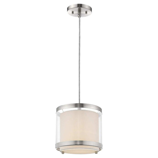 White and Silver Hanging Light with Fabric Shade - Homeroots - Flyclothing LLC