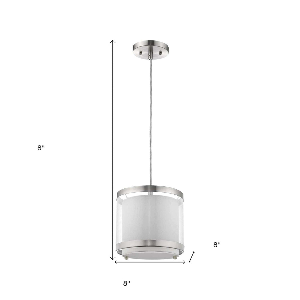 White and Silver Hanging Light with Fabric Shade - Homeroots - Flyclothing LLC