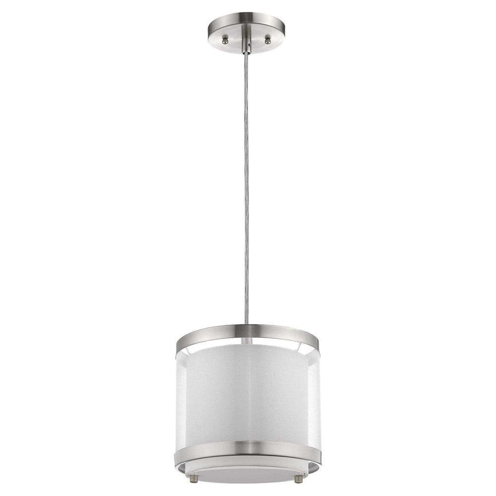 White and Silver Hanging Light with Fabric Shade - Homeroots - Flyclothing LLC