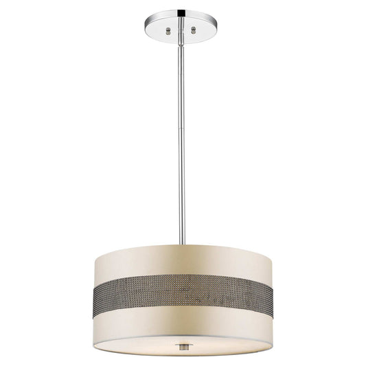 Harmony 3-Light Metallic Silver Pendant With Crystal Studded Platinum Sheen Shade - Homeroots - Flyclothing LLC