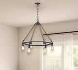 Brown and Black Six Light Metal Dimmable Chandelier - Homeroots - Flyclothing LLC