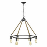Brown and Black Six Light Metal Dimmable Chandelier - Homeroots - Flyclothing LLC
