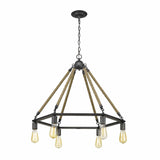 Brown and Black Six Light Metal Dimmable Chandelier - Homeroots - Flyclothing LLC