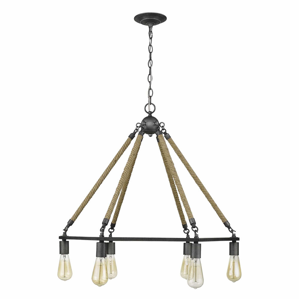 Brown and Black Six Light Metal Dimmable Chandelier - Homeroots - Flyclothing LLC