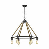 Brown and Black Six Light Metal Dimmable Chandelier - Homeroots - Flyclothing LLC