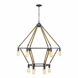 Brown and Black Twelve Light Metal Dimmable Chandelier - Homeroots - Flyclothing LLC