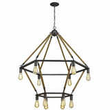 Brown and Black Twelve Light Metal Dimmable Chandelier - Homeroots - Flyclothing LLC