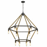 Brown and Black Twelve Light Metal Dimmable Chandelier - Homeroots - Flyclothing LLC