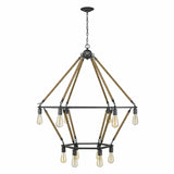 Brown and Black Twelve Light Metal Dimmable Chandelier - Homeroots - Flyclothing LLC