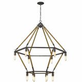 Brown and Black Twelve Light Metal Dimmable Chandelier - Homeroots - Flyclothing LLC