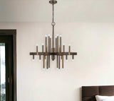 Brown Candle Style Multi Light Metal Dimmable Chandelier - Homeroots - Flyclothing LLC