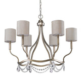 Gold Candle Style Six Light Metal Dimmable Chandelier With White Shades - Homeroots - Flyclothing LLC