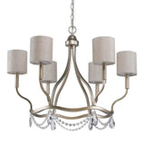 Gold Candle Style Six Light Metal Dimmable Chandelier With White Shades - Homeroots - Flyclothing LLC