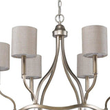Gold Candle Style Six Light Metal Dimmable Chandelier With White Shades - Homeroots - Flyclothing LLC