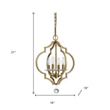 Brass Candle Style Four Light Metal and Crystals Dimmable Chandelier - Homeroots - Flyclothing LLC
