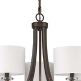 Brown Candle Style Five Light Metal and Crystals Dimmable Chandelier With White Shades - Homeroots - Flyclothing LLC