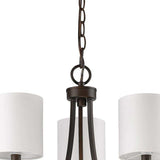 Bronze Candle Style Three Light Metal Dimmable Chandelier With White Shades - Homeroots - Flyclothing LLC