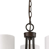 Bronze Candle Style Three Light Metal Dimmable Chandelier With White Shades - Homeroots - Flyclothing LLC
