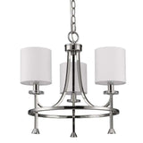 Silver Candle Style Three Light Metal Dimmable Chandelier With White Shades - Homeroots - Flyclothing LLC