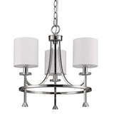 Silver Candle Style Three Light Metal Dimmable Chandelier With White Shades - Homeroots - Flyclothing LLC