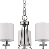 Silver Candle Style Three Light Metal Dimmable Chandelier With White Shades - Homeroots - Flyclothing LLC
