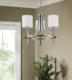 Silver Candle Style Three Light Metal Dimmable Chandelier With White Shades - Homeroots - Flyclothing LLC