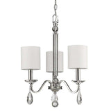 Silver Candle Style Three Light Metal and Crystals Dimmable Chandelier With White Shades - Homeroots - Flyclothing LLC