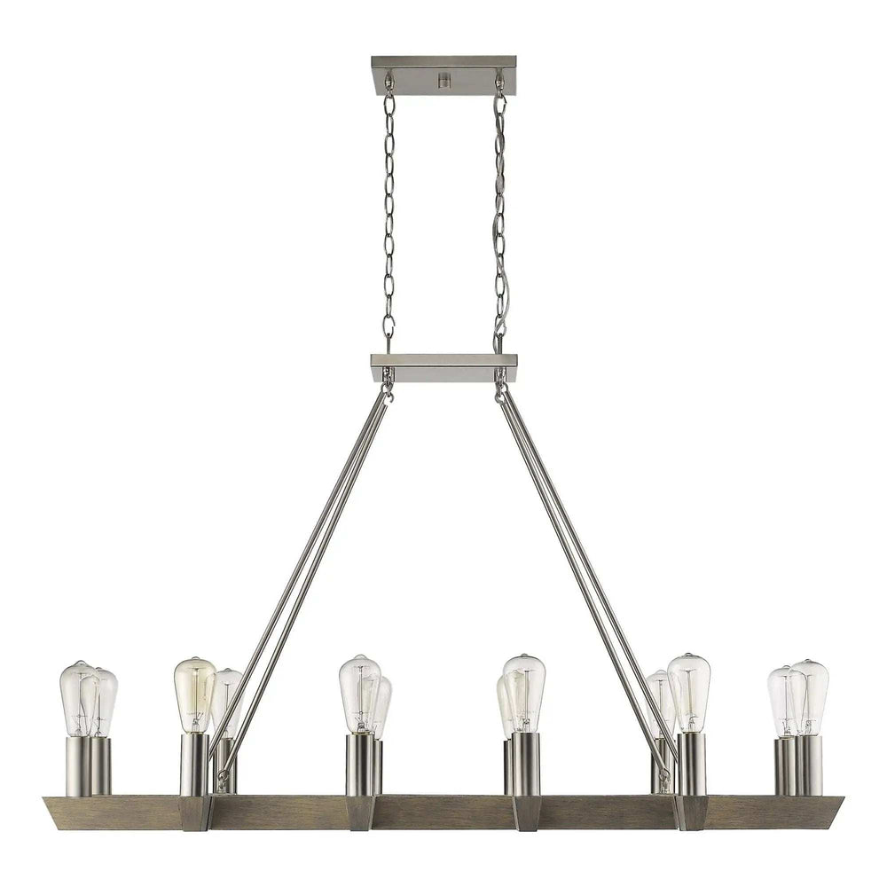 Silver Kitchen Island Twelve Light Metal Dimmable Chandelier - Homeroots - Flyclothing LLC