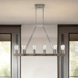 Silver Kitchen Island Twelve Light Metal Dimmable Chandelier - Homeroots - Flyclothing LLC
