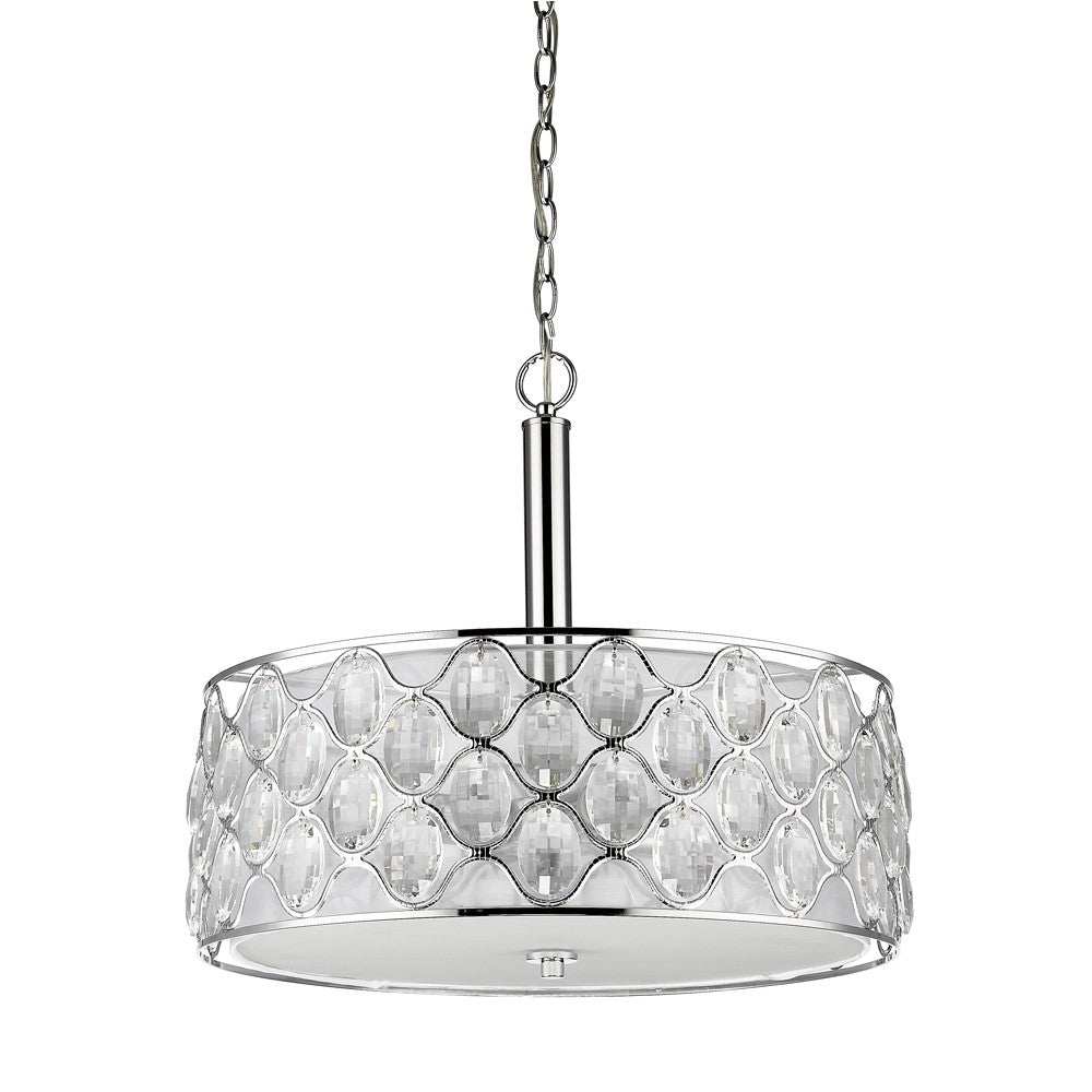 Isabella 4-Light Polished Nickel Drum Pendant With Crystal Accents - Homeroots - Flyclothing LLC