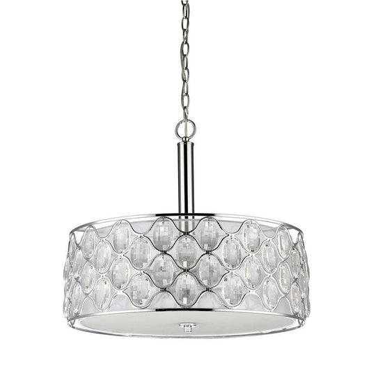 Isabella 4-Light Polished Nickel Drum Pendant With Crystal Accents - Homeroots - Flyclothing LLC