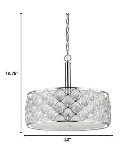 Isabella 4-Light Polished Nickel Drum Pendant With Crystal Accents - Homeroots - Flyclothing LLC