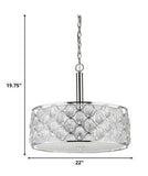 Isabella 4-Light Polished Nickel Drum Pendant With Crystal Accents - Homeroots - Flyclothing LLC
