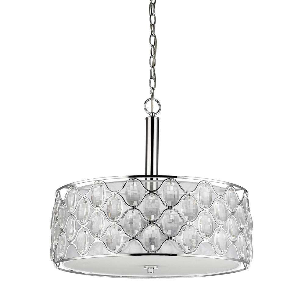 Isabella 4-Light Polished Nickel Drum Pendant With Crystal Accents - Homeroots - Flyclothing LLC