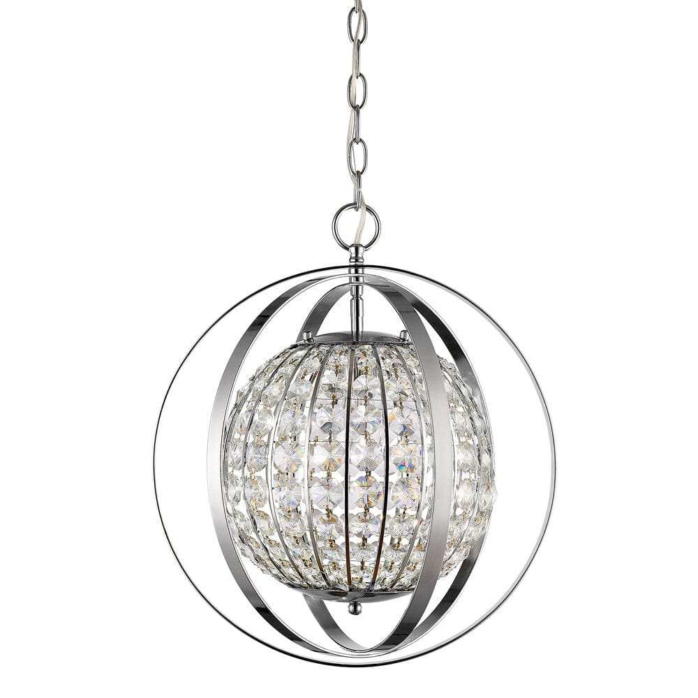 Olivia 1-Light Polished Nickel Crystal Globe Pendant - Homeroots - Flyclothing LLC