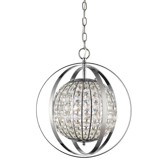 Olivia 1-Light Polished Nickel Crystal Globe Pendant - Homeroots - Flyclothing LLC